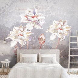 MinimalisticDecor.com-Behind the Bed Flowers Wallpaper Mural