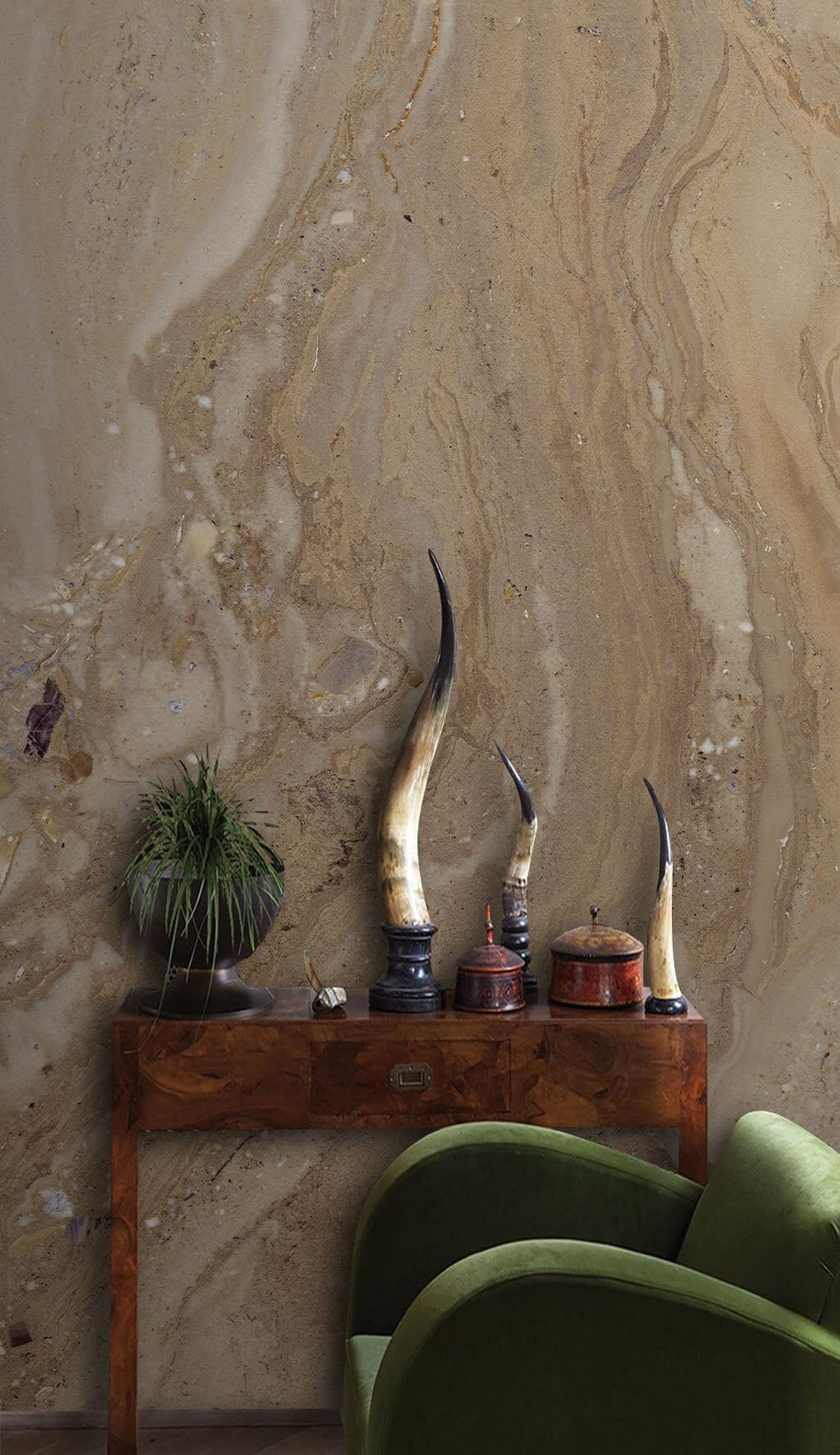 MinimalisticDecor.com-Beige Marble from the Mountain Wallpaper