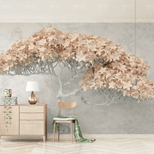 MinimalisticDecor.com-Beige Willow 3D Tree Wallpaper Murals - Transform Your Space