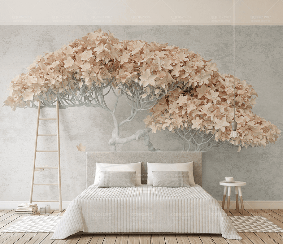 MinimalisticDecor.com-Beige Willow 3D Tree Wallpaper Murals - Transform Your Space