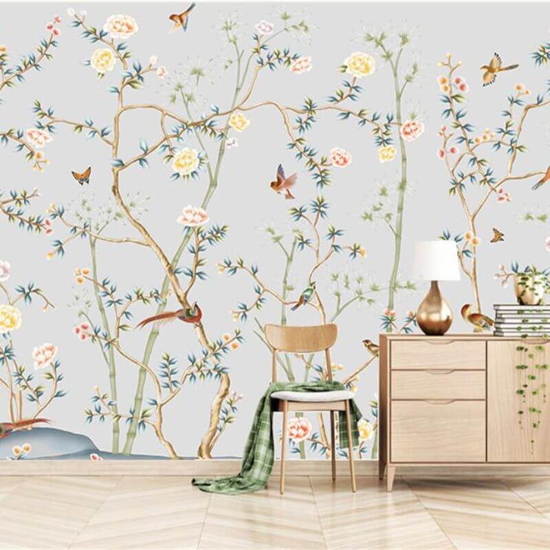 MinimalisticDecor.com-Birds on Tree Wallpaper Mural: Bring Nature Indoors
