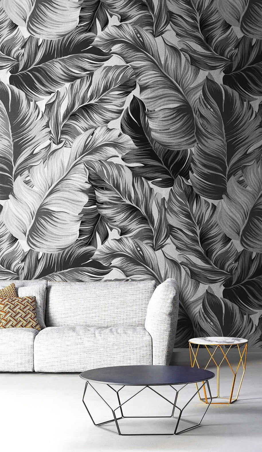 MinimalisticDecor.com-Black Beauty Leaves Wallpaper Mural
