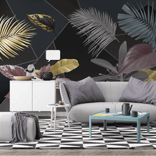 MinimalisticDecor.com-Black Leafs Pattern Wallpaper Murals - Premium Design