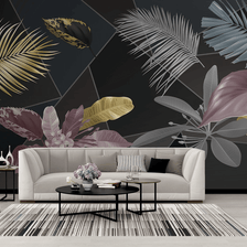 MinimalisticDecor.com-Black Leafs Pattern Wallpaper Murals - Premium Design