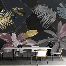 MinimalisticDecor.com-Black Leafs Pattern Wallpaper Murals - Premium Design