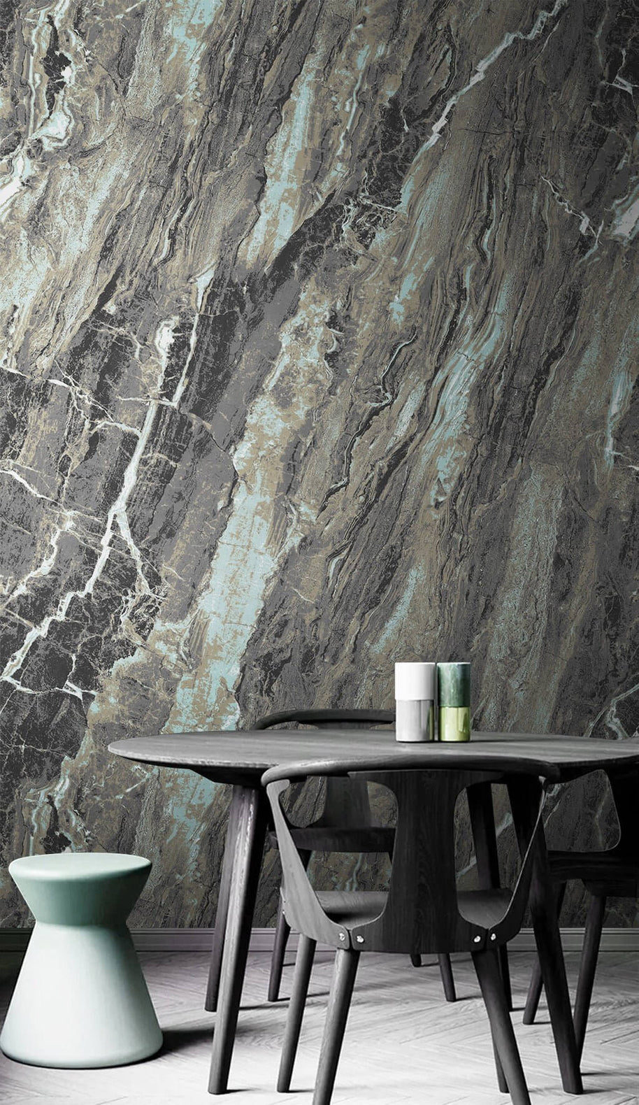 MinimalisticDecor.com-Black Marble Tone Effect Wallpaper Mural