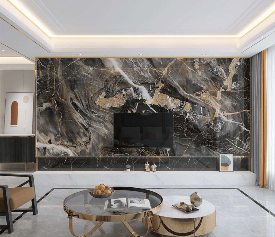 MinimalisticDecor.com-Black Mist Stone - Marble Wallpaper Murals