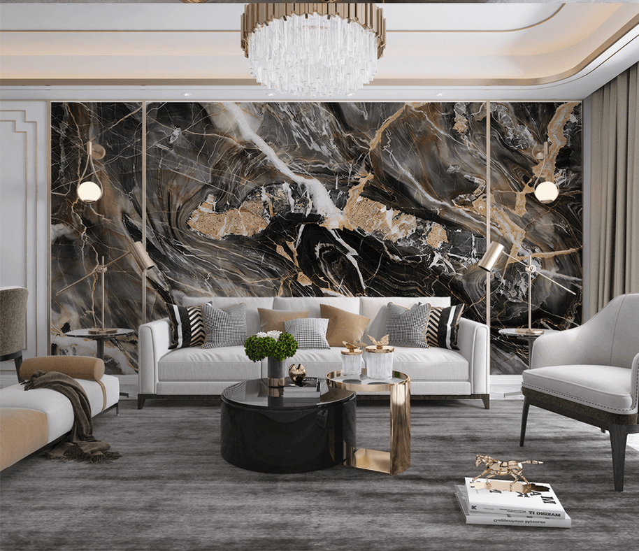 MinimalisticDecor.com-Black Mist Stone - Marble Wallpaper Murals