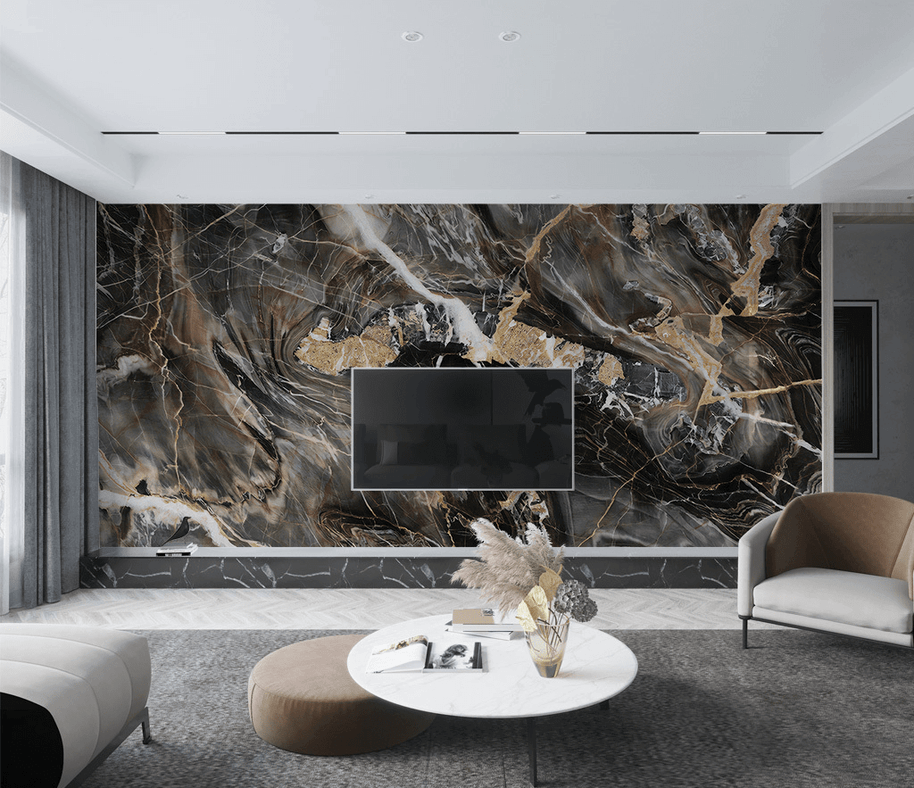 MinimalisticDecor.com-Black Mist Stone - Marble Wallpaper Murals