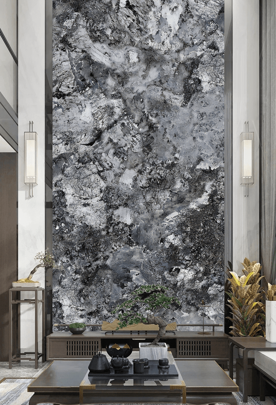 MinimalisticDecor.com-Black & White Pure Marble Wallpaper Murals