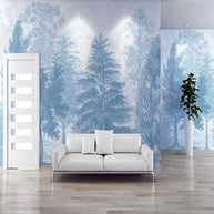 MinimalisticDecor.com-Blue Forest Trees Wallpaper: Transform Your Space