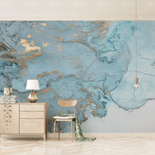 MinimalisticDecor.com-Blue & Gold Marble Wallpaper Murals