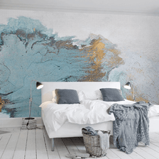MinimalisticDecor.com-Blue & Gold Shade Marble Wallpaper Murals