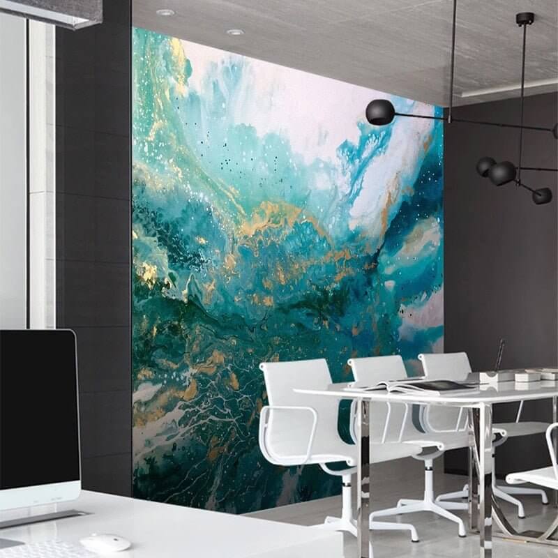 MinimalisticDecor.com-Blue Landscape Splash Ink Wallpaper for Home Wall Decor