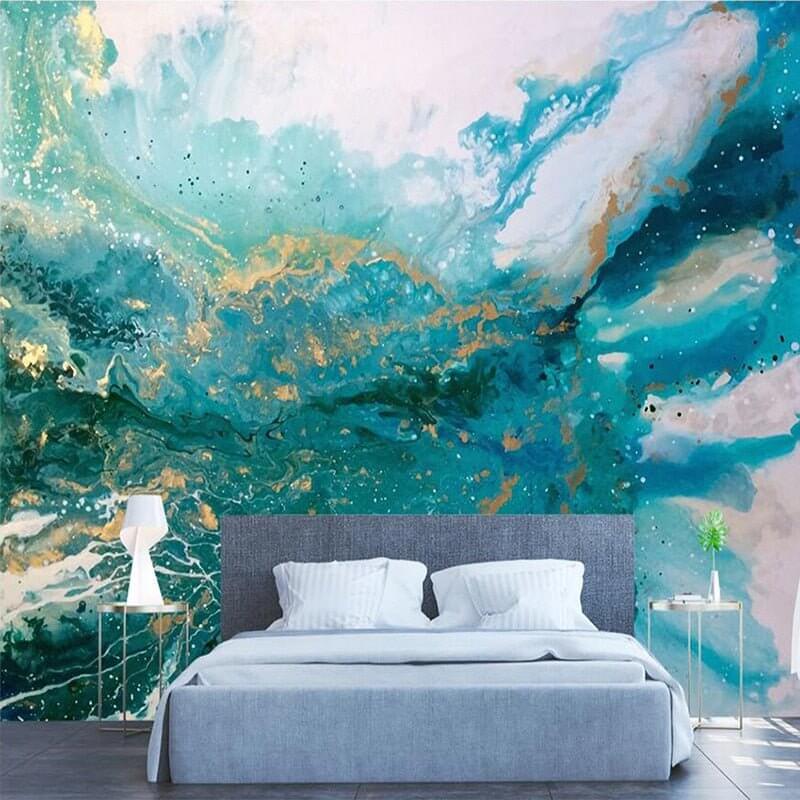 MinimalisticDecor.com-Blue Landscape Splash Ink Wallpaper for Home Wall Decor