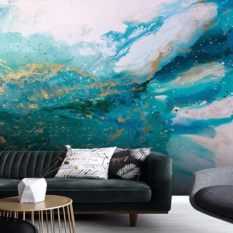 MinimalisticDecor.com-Blue Landscape Splash Ink Wallpaper for Home Wall Decor