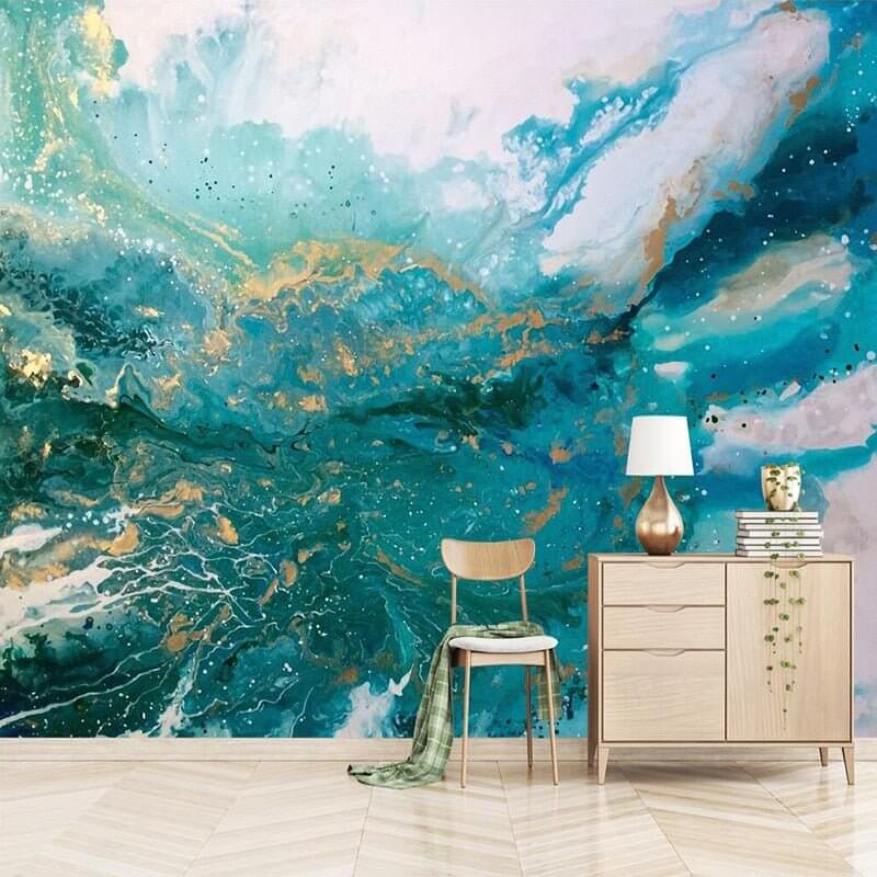 MinimalisticDecor.com-Blue Landscape Splash Ink Wallpaper for Home Wall Decor