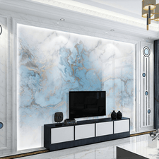 MinimalisticDecor.com-Blue Marble Wallpaper Mural: Transform your space