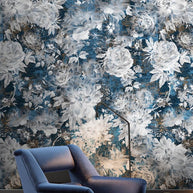 MinimalisticDecor.com-Blue Rose Floral Wallpaper Mural
