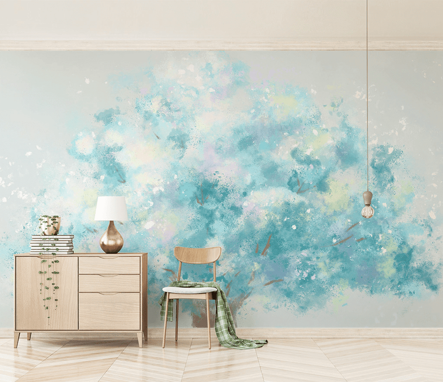 MinimalisticDecor.com-Blue Tree Theme Wallpaper Murals - Transform Your Space