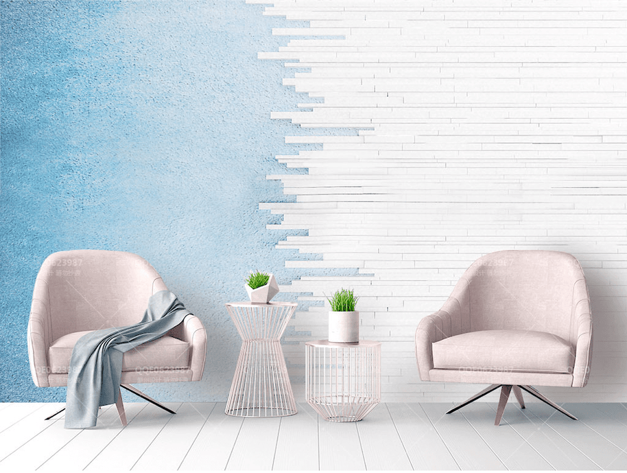 MinimalisticDecor.com-Blue & White Merge Lines Wallpaper Murals