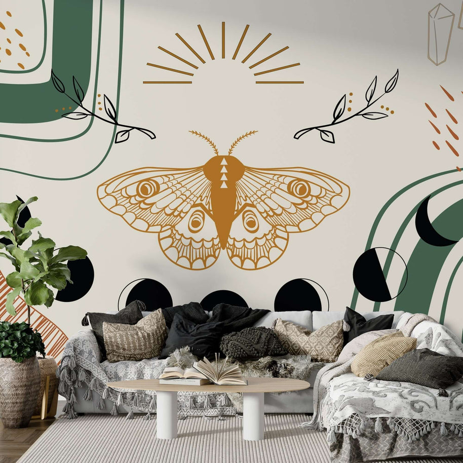 MinimalisticDecor.com-Bohemian Wallpaper Mural: Bring Nature Home with Butterfly