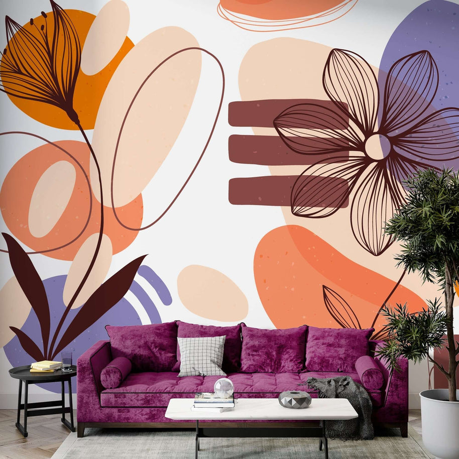 MinimalisticDecor.com-Boho Florals Wallpaper Mural - Enhance Your Space!
