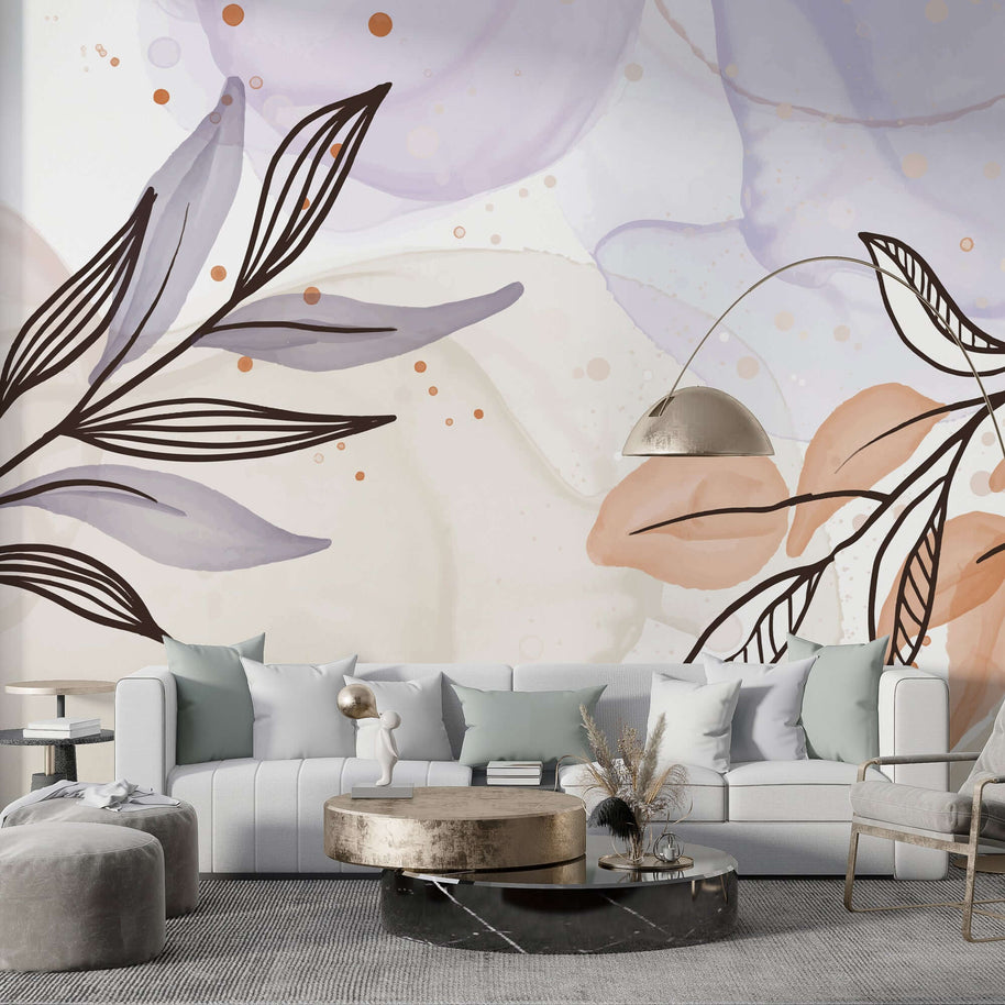 MinimalisticDecor.com-Boho Flowers Wallpaper Mural: Enhance Your Space