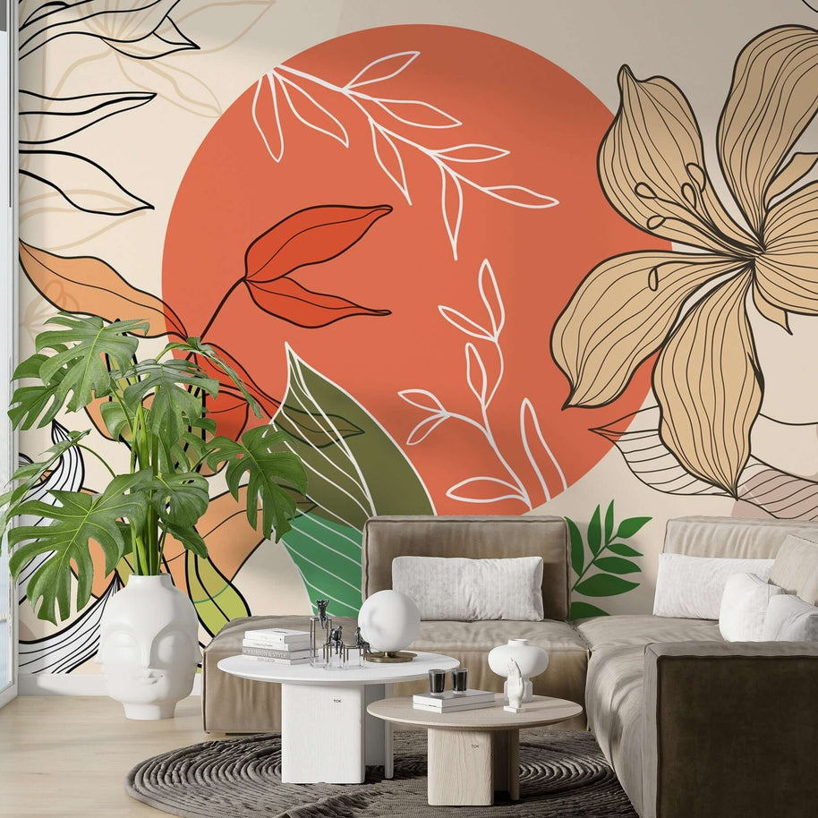 MinimalisticDecor.com-Boho Flowers Wallpaper Mural - Stunning Décor Piece