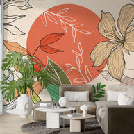 MinimalisticDecor.com-Boho Flowers Wallpaper Mural - Stunning Décor Piece