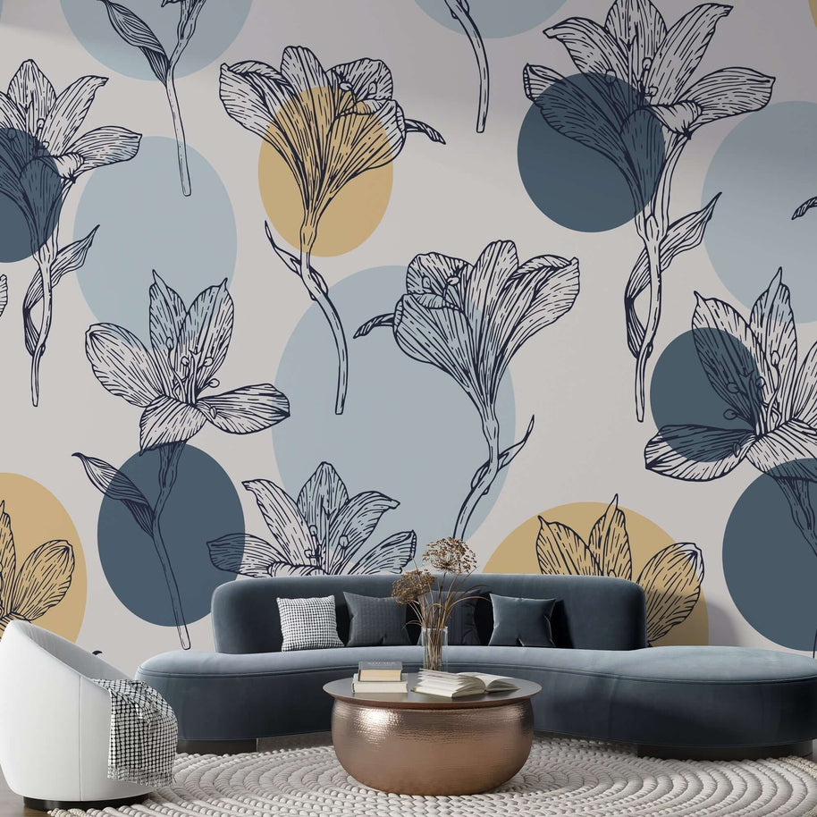 MinimalisticDecor.com-Boho Flowers Wallpaper Mural - Vibrant & Stylish Décor