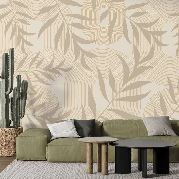 MinimalisticDecor.com-Boho Leafs Wallpaper Mural: Stunning Décor for Any Space