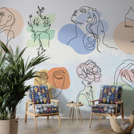 MinimalisticDecor.com-Boho Matisse Line Art Wallpaper Mural - Unique Design