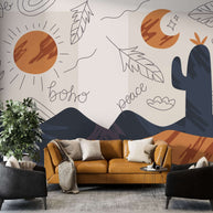 MinimalisticDecor.com-Boho Peace Wallpaper Mural: Transform Your Space