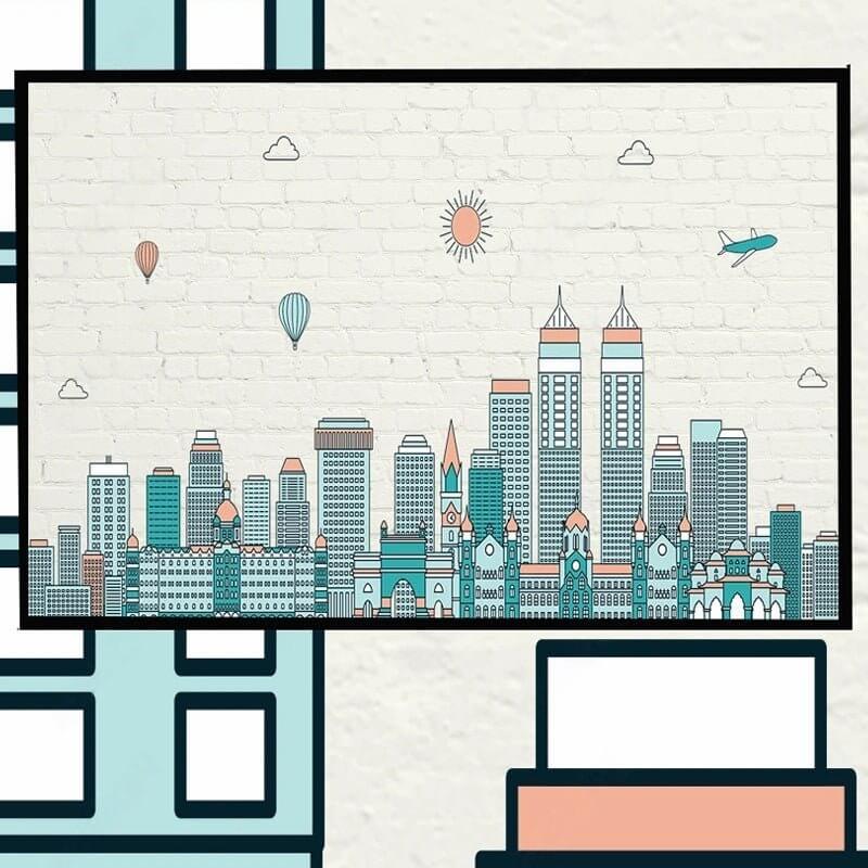 MinimalisticDecor.com-Brick Walls with Hidden Houses Wallpaper