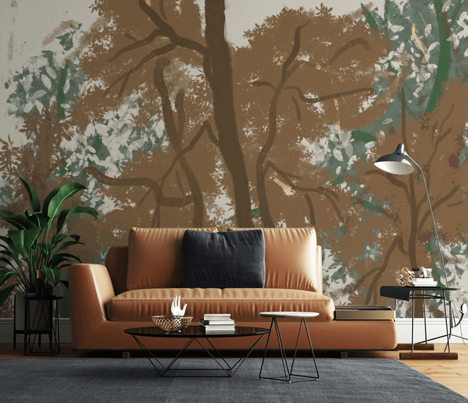 MinimalisticDecor.com-Brown Brushed Paint Tree - Tree Trunks Wallpaper Murals