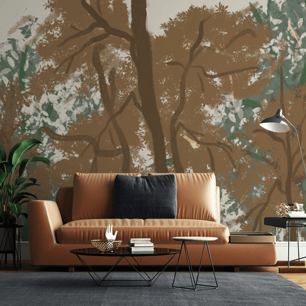 MinimalisticDecor.com-Brown Brushed Paint Tree - Tree Trunks Wallpaper Murals