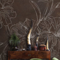 MinimalisticDecor.com-Brown Floral Sketch Wallpaper Mural