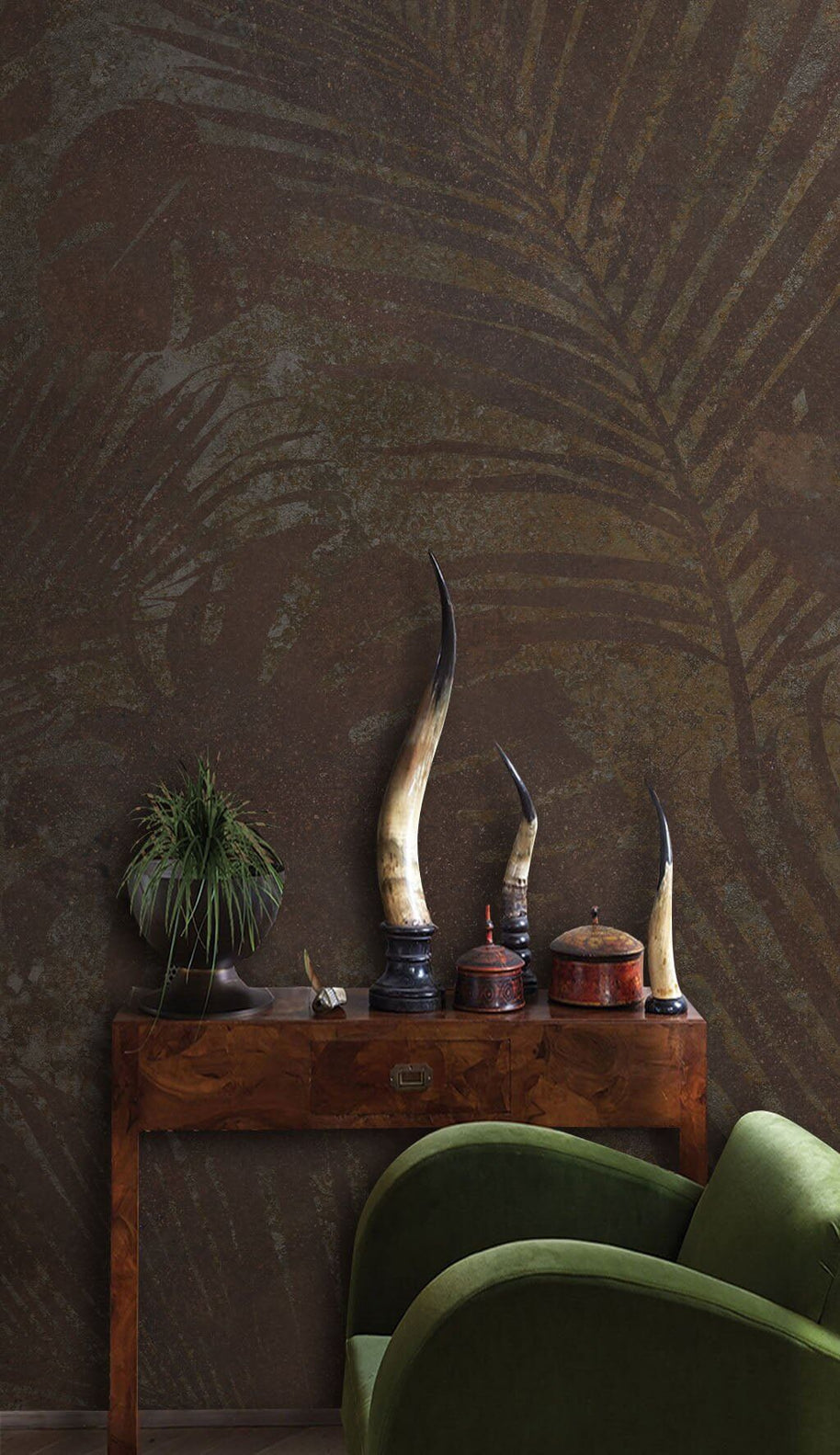 MinimalisticDecor.com-Brown Leaves in Shadow Wallpaper Mural