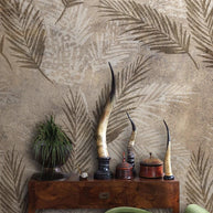MinimalisticDecor.com-Brown Leaves Pattern Wallpaper Mural