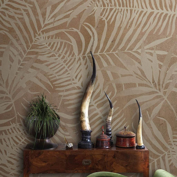 MinimalisticDecor.com-Brown Sketchy Leaves Wallpaper Mural