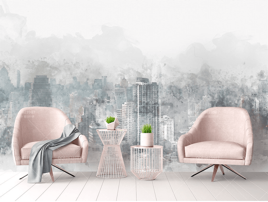 MinimalisticDecor.com-Buildings Abstract Art Wallpaper Murals
