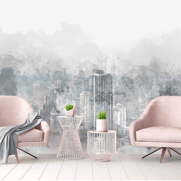 MinimalisticDecor.com-Buildings Abstract Art Wallpaper Murals