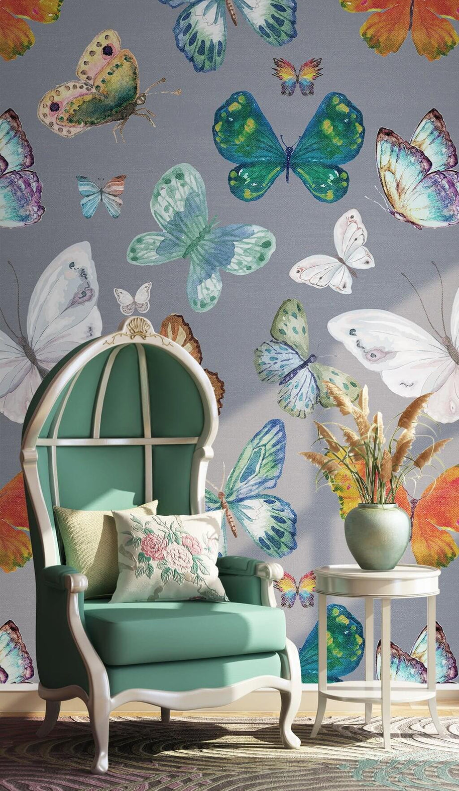 MinimalisticDecor.com-Butterfly Garden Bliss Wallpaper Mural