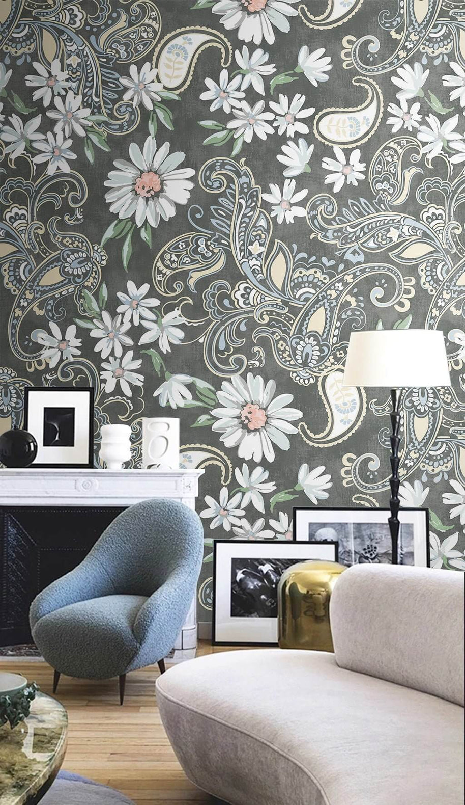 MinimalisticDecor.com-Cascade Bloom Floral Wallpaper Mural