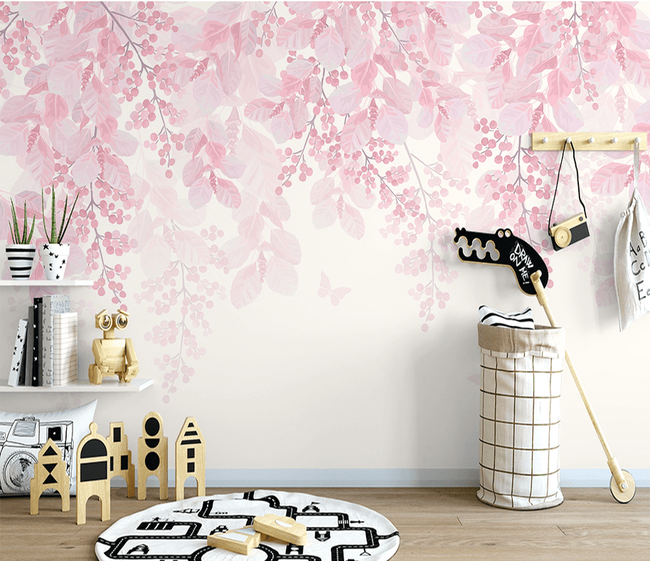 MinimalisticDecor.com-Cherry Tree: Pink Flowers Mural Wallpaper