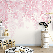 MinimalisticDecor.com-Cherry Tree: Pink Flowers Mural Wallpaper