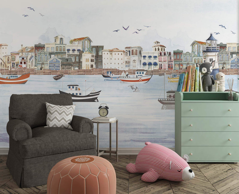 MinimalisticDecor.com-City Escape Wallpaper Mural: Stylish Urban Wall Art