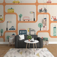 MinimalisticDecor.com-City Roads Car Tracks Nursery Wallpaper
