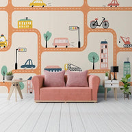 MinimalisticDecor.com-City Roads Car Tracks Nursery Wallpaper